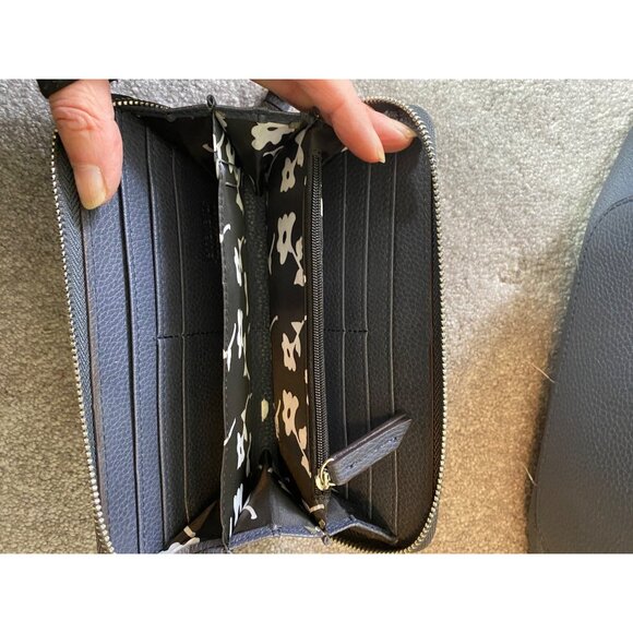 Jenna Kator Purse bag Navy Blue Pebbled Vegan Leather & Matching Wallet - Picture 9 of 16